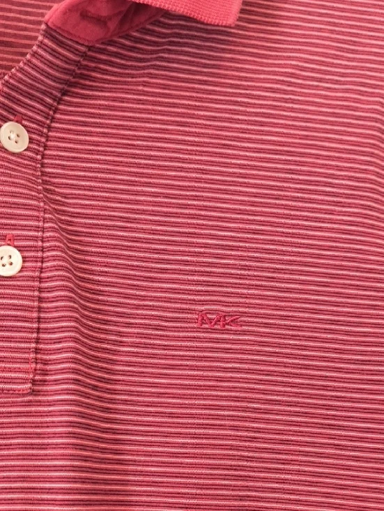 Michael Kors Men's Red Striped Polo Shirt Size Medium 100% Cotton - Picture 3 of 5